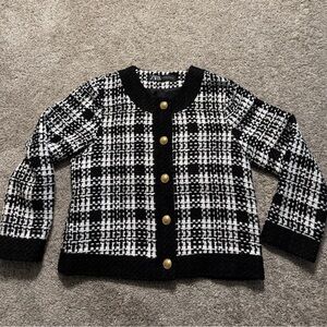 Zara Black and White Plaid Blazer